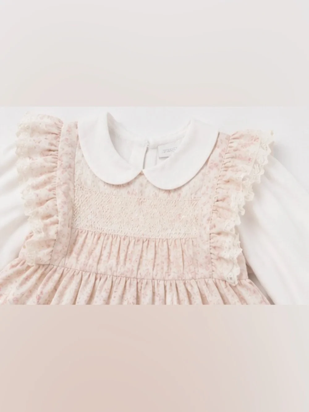 Classic Pink Floral Lace Trim Party Dress for Girls